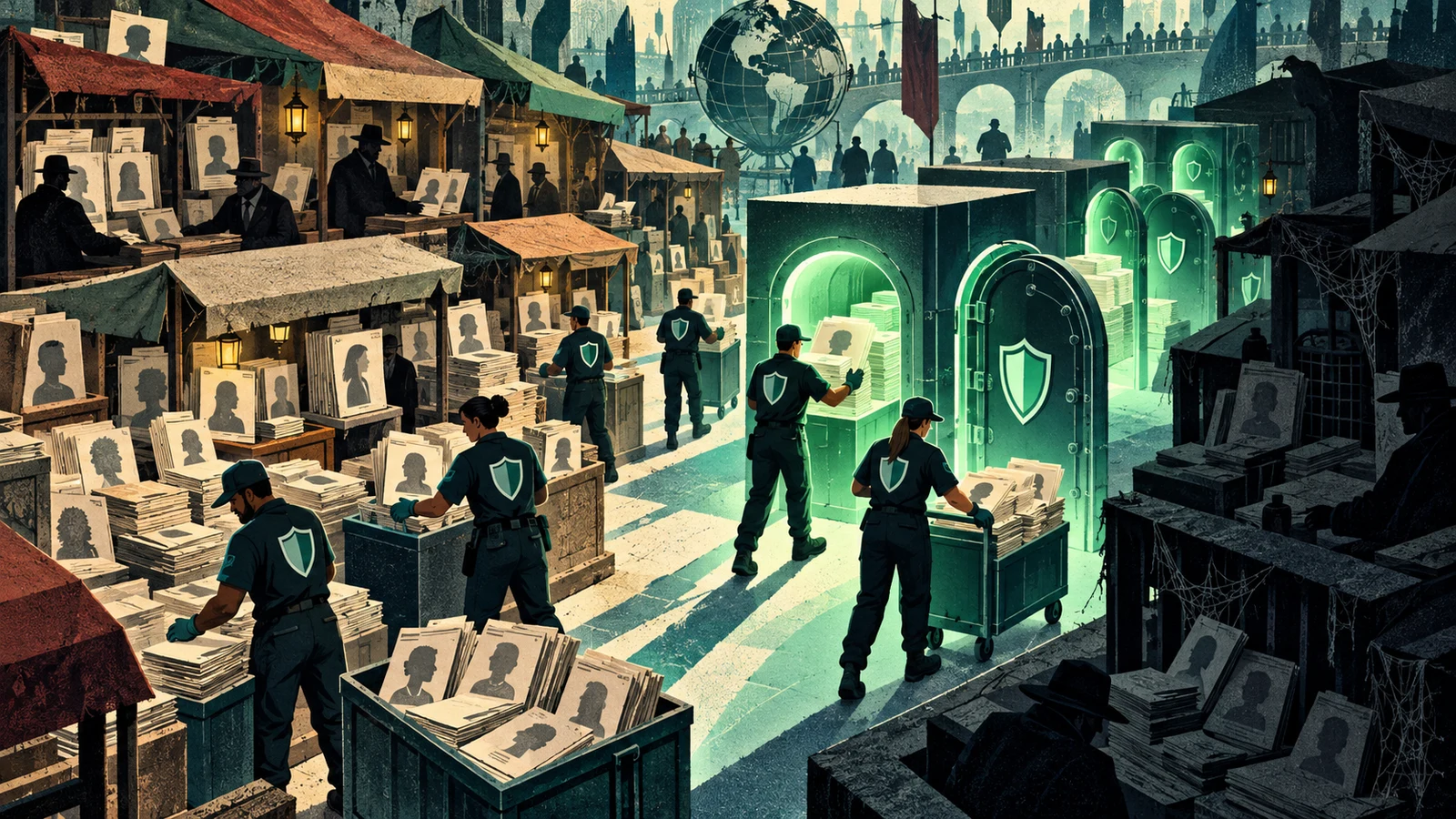 Illustrated cybersecurity scene for Best Personal Data Removal Services