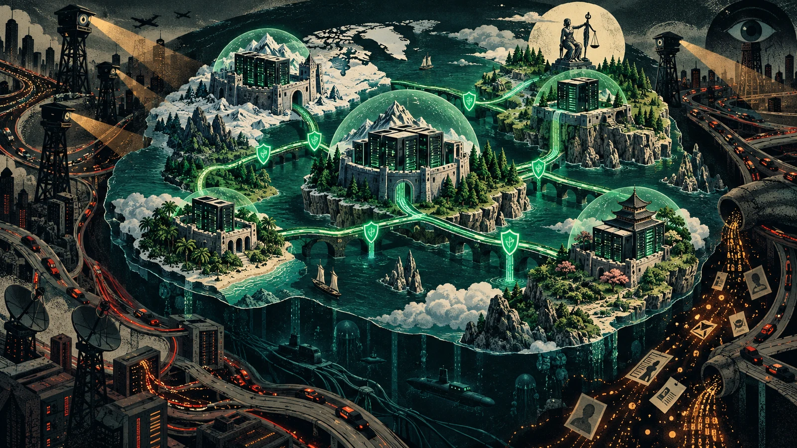 Illustrated cybersecurity scene for Best VPNs: Tested and Ranked for Privacy