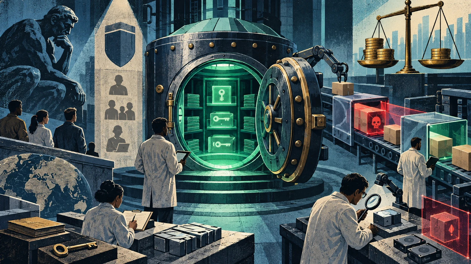 Illustrated cybersecurity scene for Bitwarden Review: Is It Still the Default Pick?