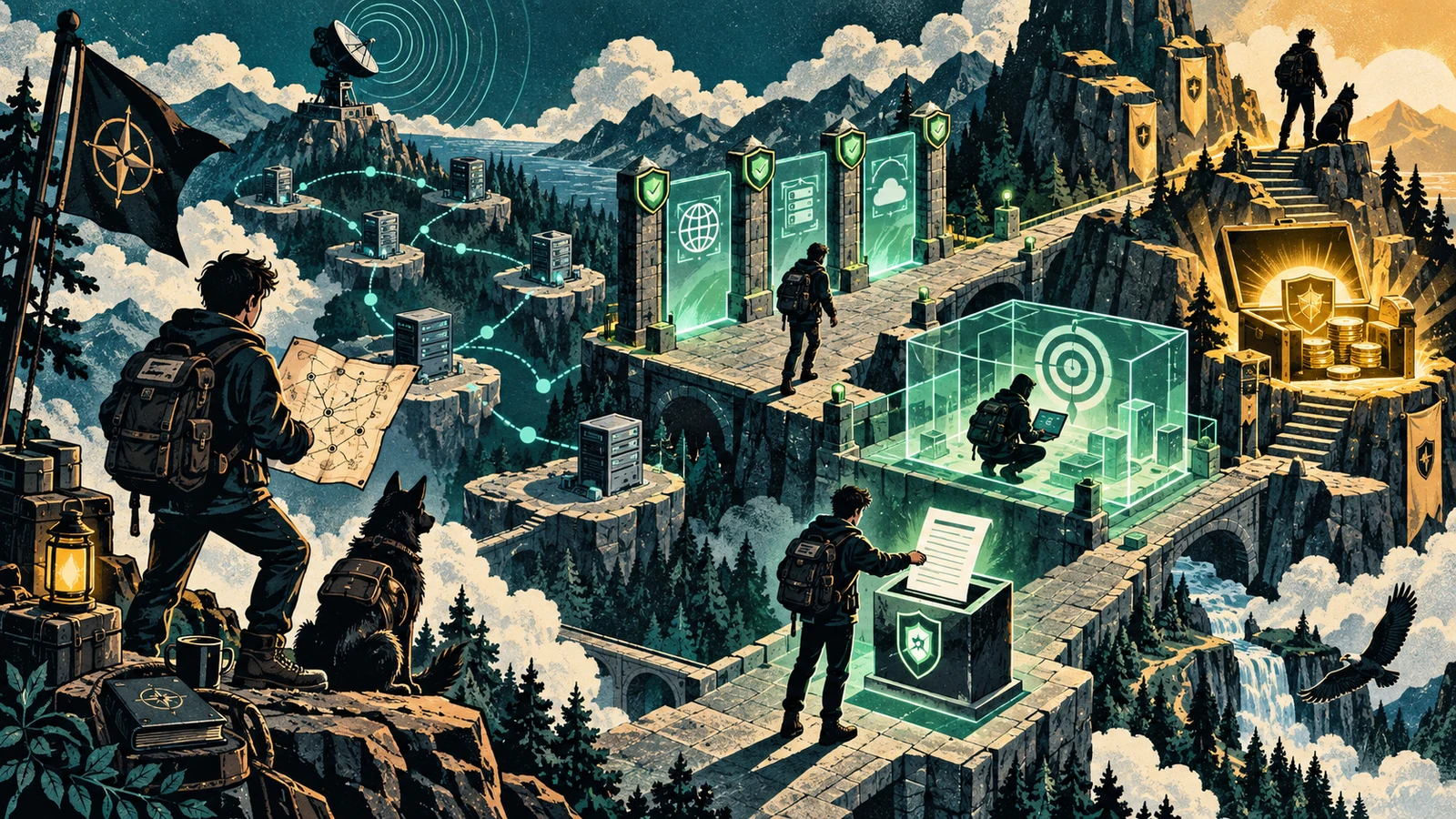 Illustrated cybersecurity scene for Bug Bounty Hunting: Getting Started