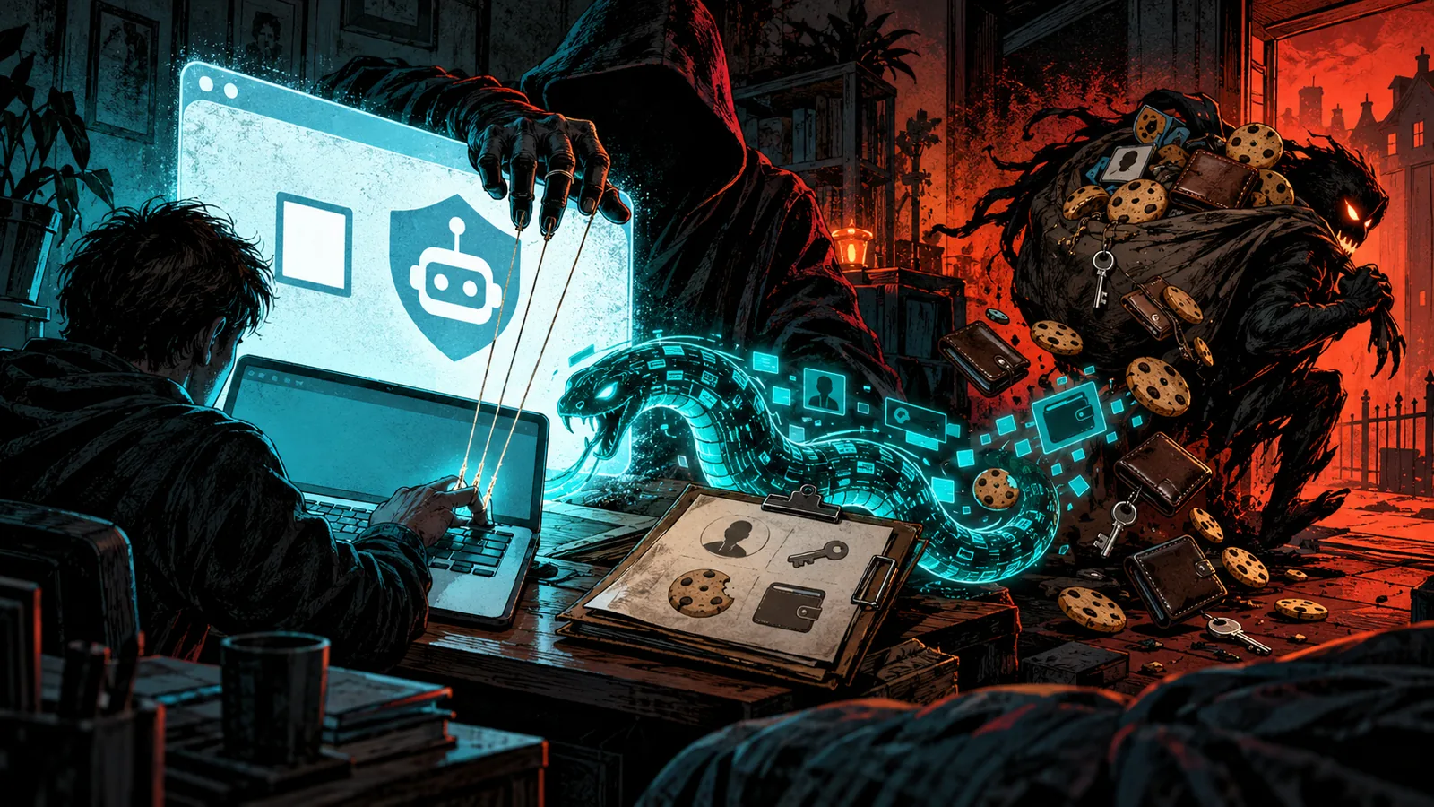Illustrated cybersecurity scene for ClickFix Attacks: The Fake CAPTCHA That Runs Malware