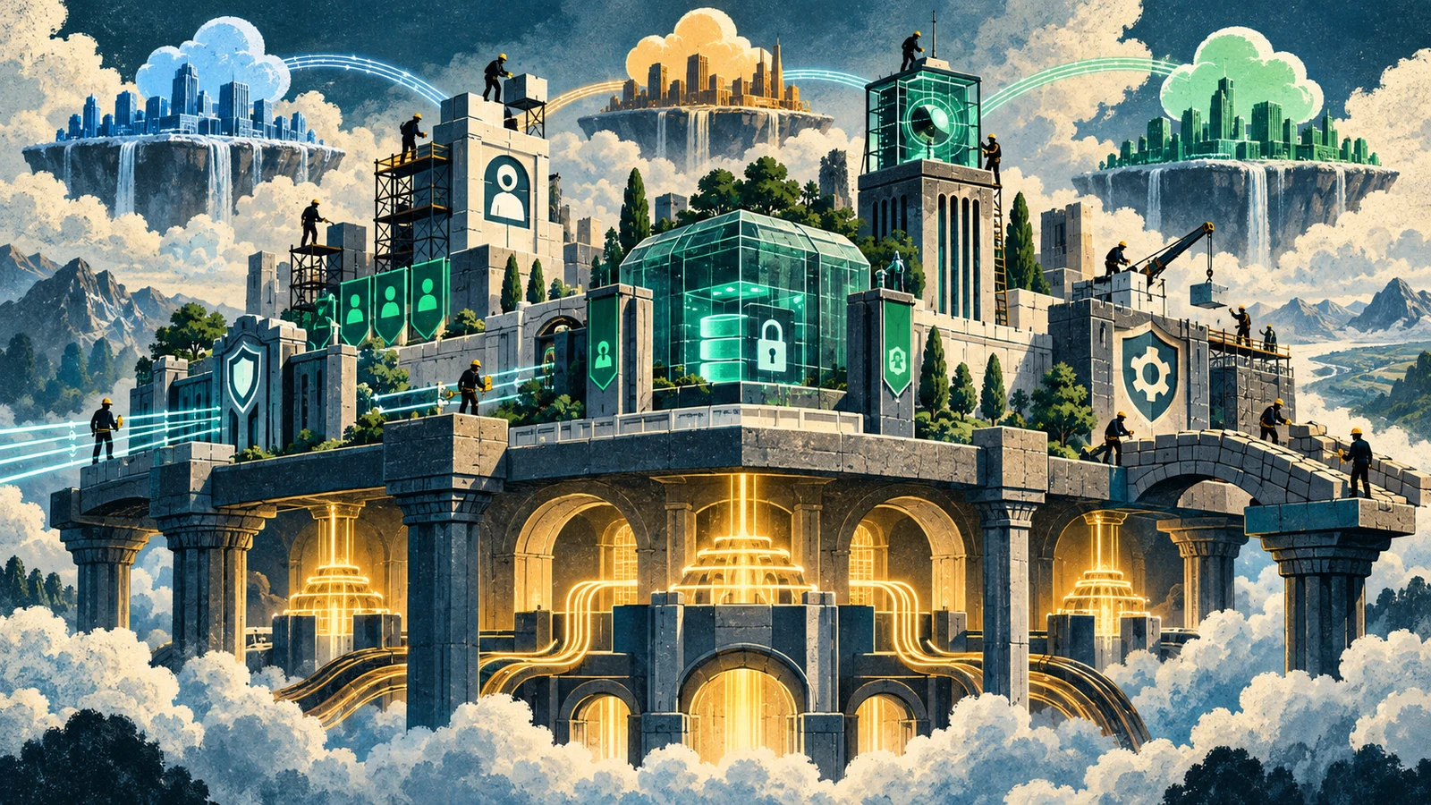 Illustrated cybersecurity scene for Cloud Security Fundamentals: Protecting Your Infrastructure