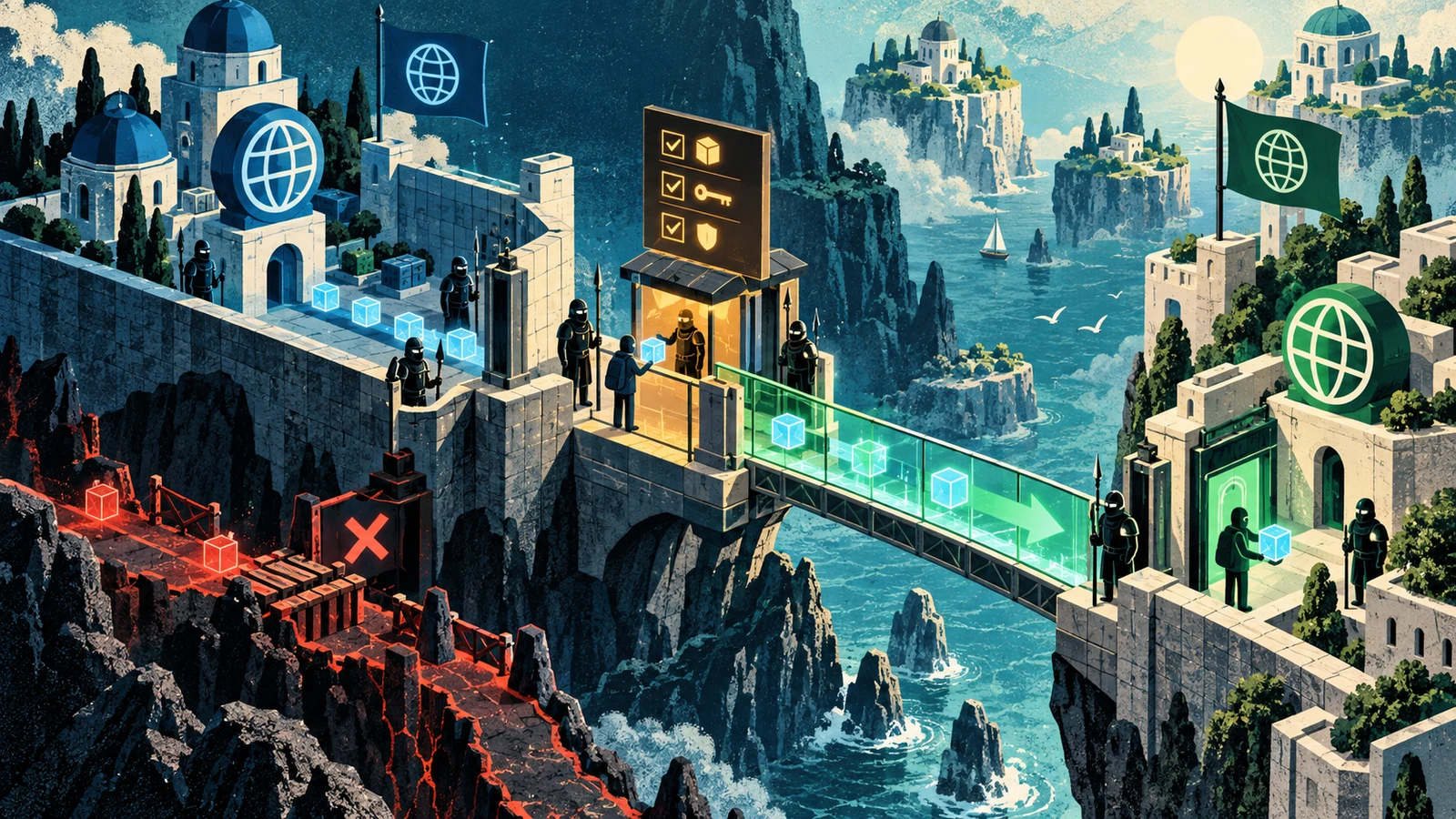 Illustrated cybersecurity scene for CORS: The Same-Origin Policy & How to Relax It