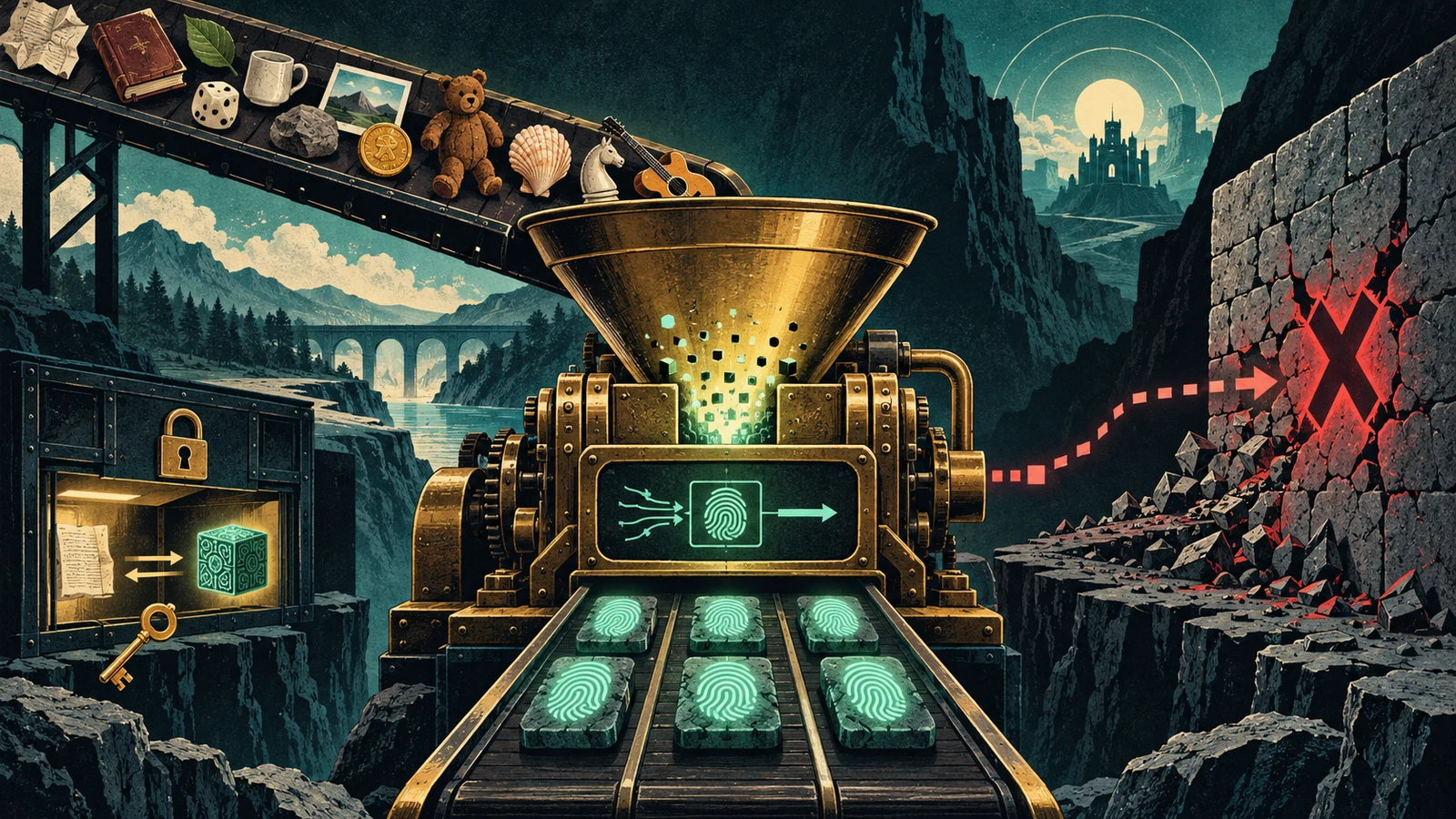 Illustrated cybersecurity scene for How Hashing Works: Cryptographic Hash Functions