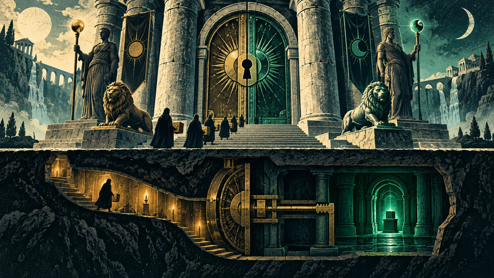 Illustrated cybersecurity scene for How RSA Works: Public Keys, Trapdoors, and Factoring