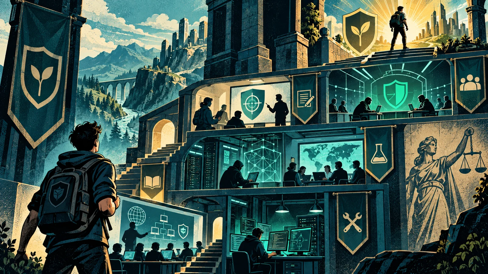 Illustrated cybersecurity scene for How to Become an Ethical Hacker: The Complete Roadmap