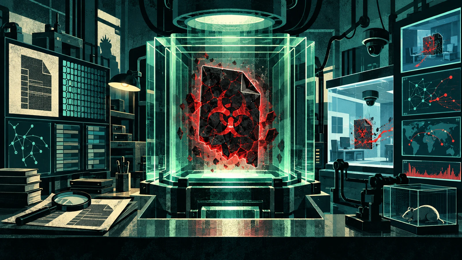 Illustrated cybersecurity scene for Introduction to Malware Analysis