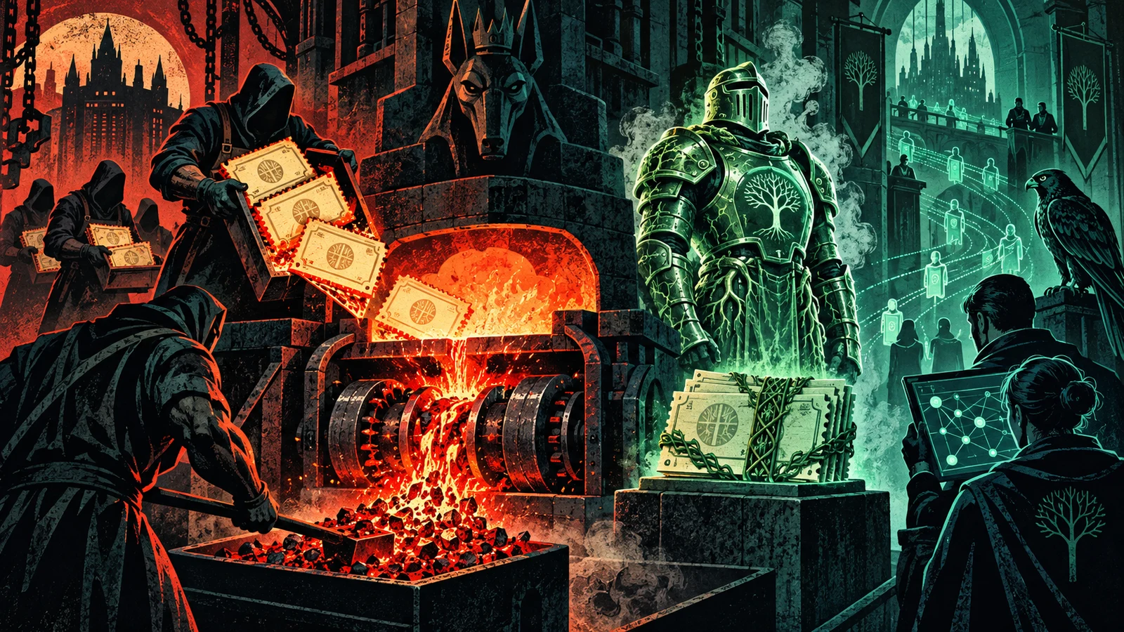 Illustrated cybersecurity scene for Kerberoasting: Cracking Service Accounts Offline