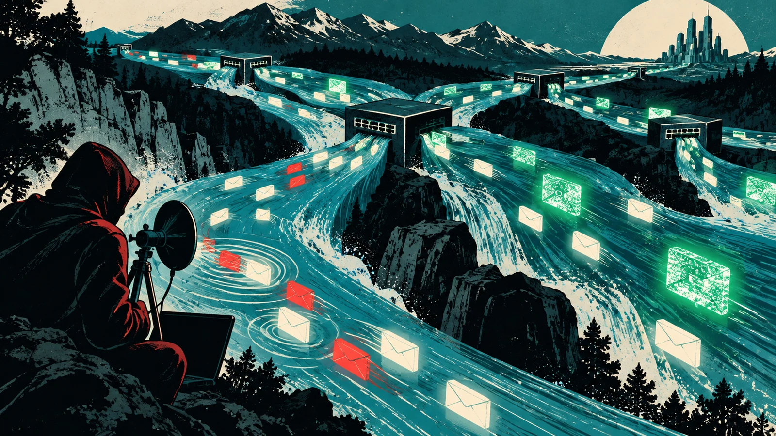 Illustrated cybersecurity scene for Packet Sniffing: Passive Capture on Switched Networks