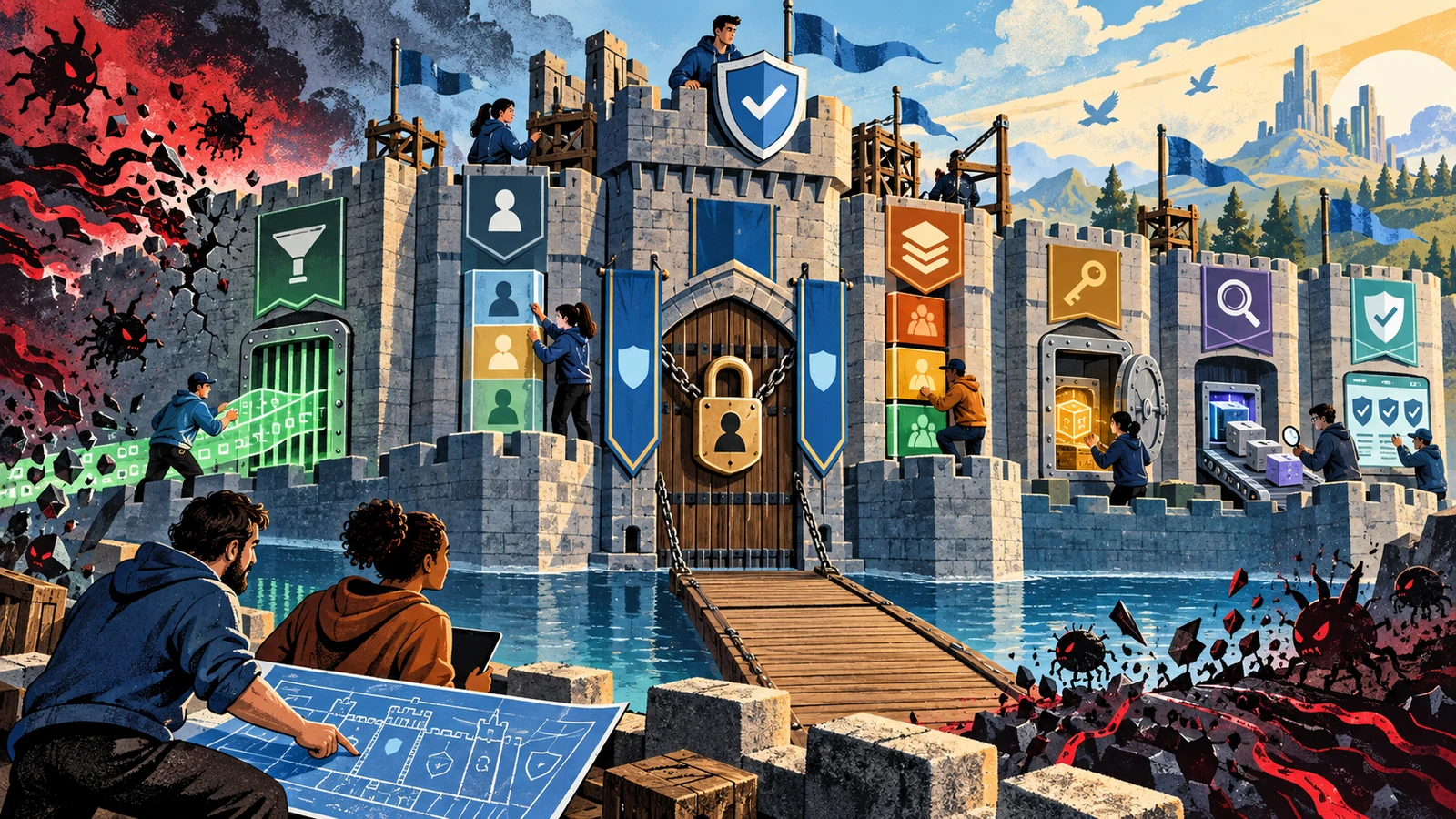 Illustrated cybersecurity scene for Secure Coding Practices Every Developer Should Know