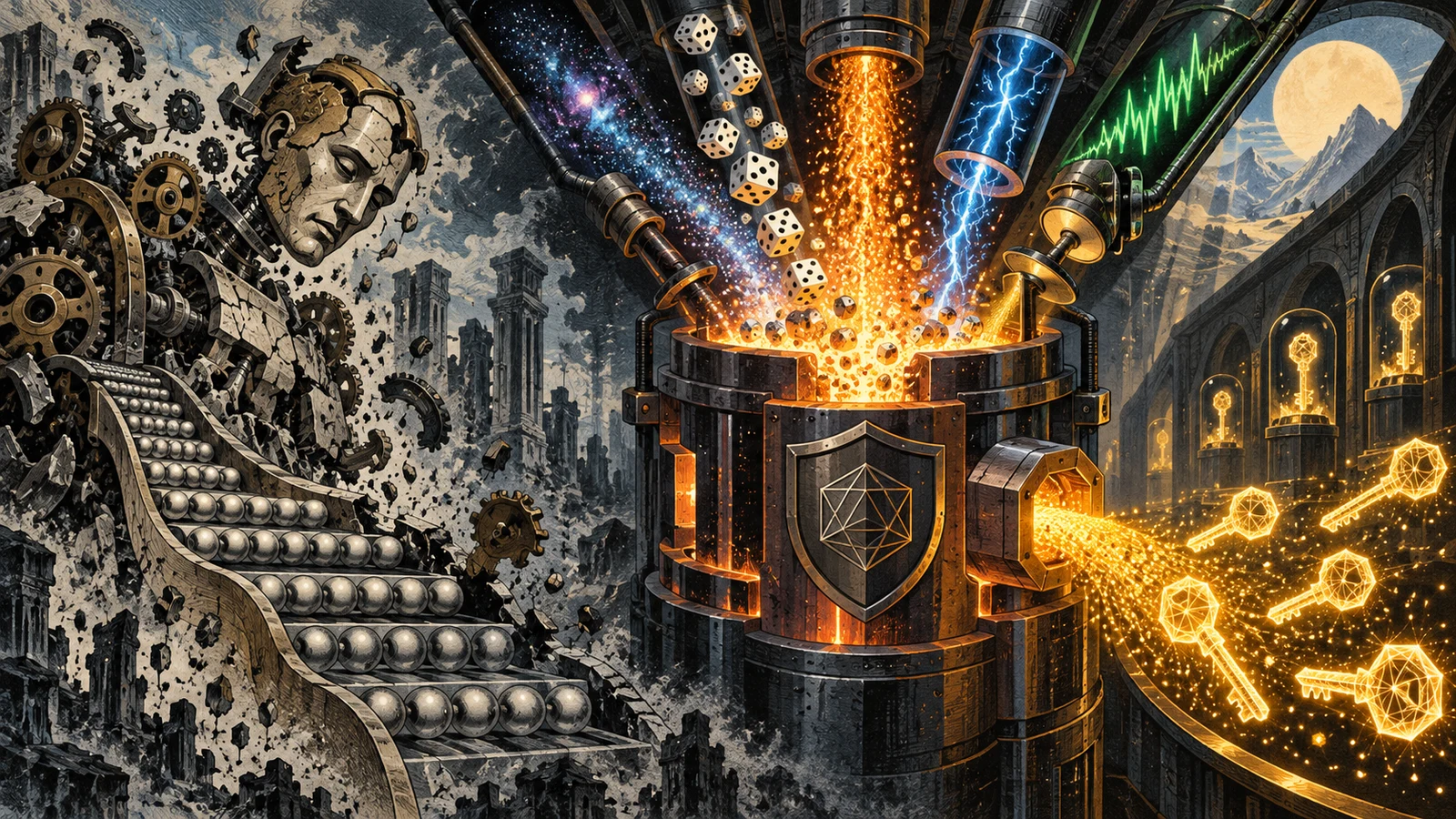 Illustrated cybersecurity scene for Secure Random Number Generation