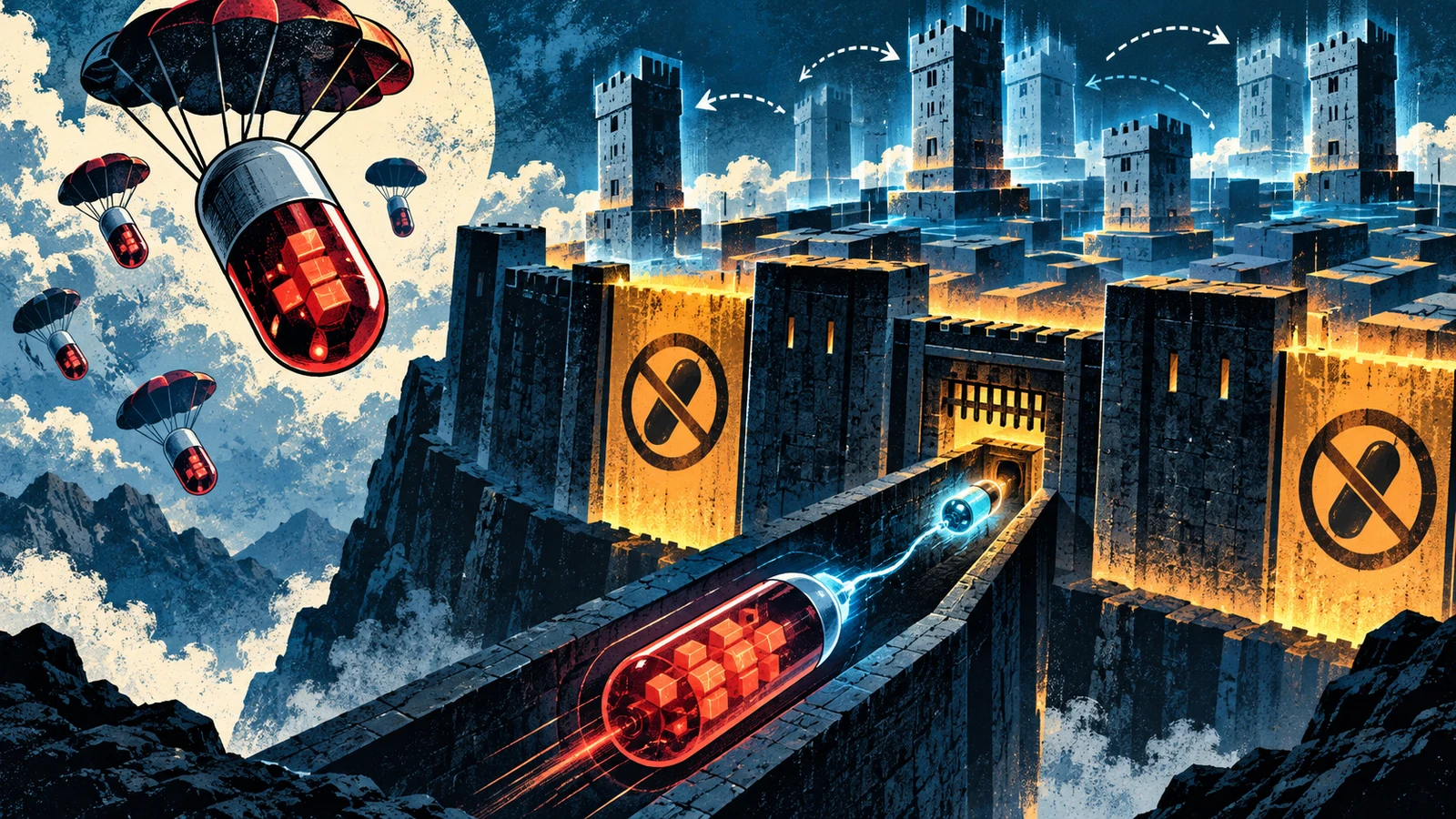 Illustrated cybersecurity scene for Shellcode: Payloads, Staging & Why NX Matters
