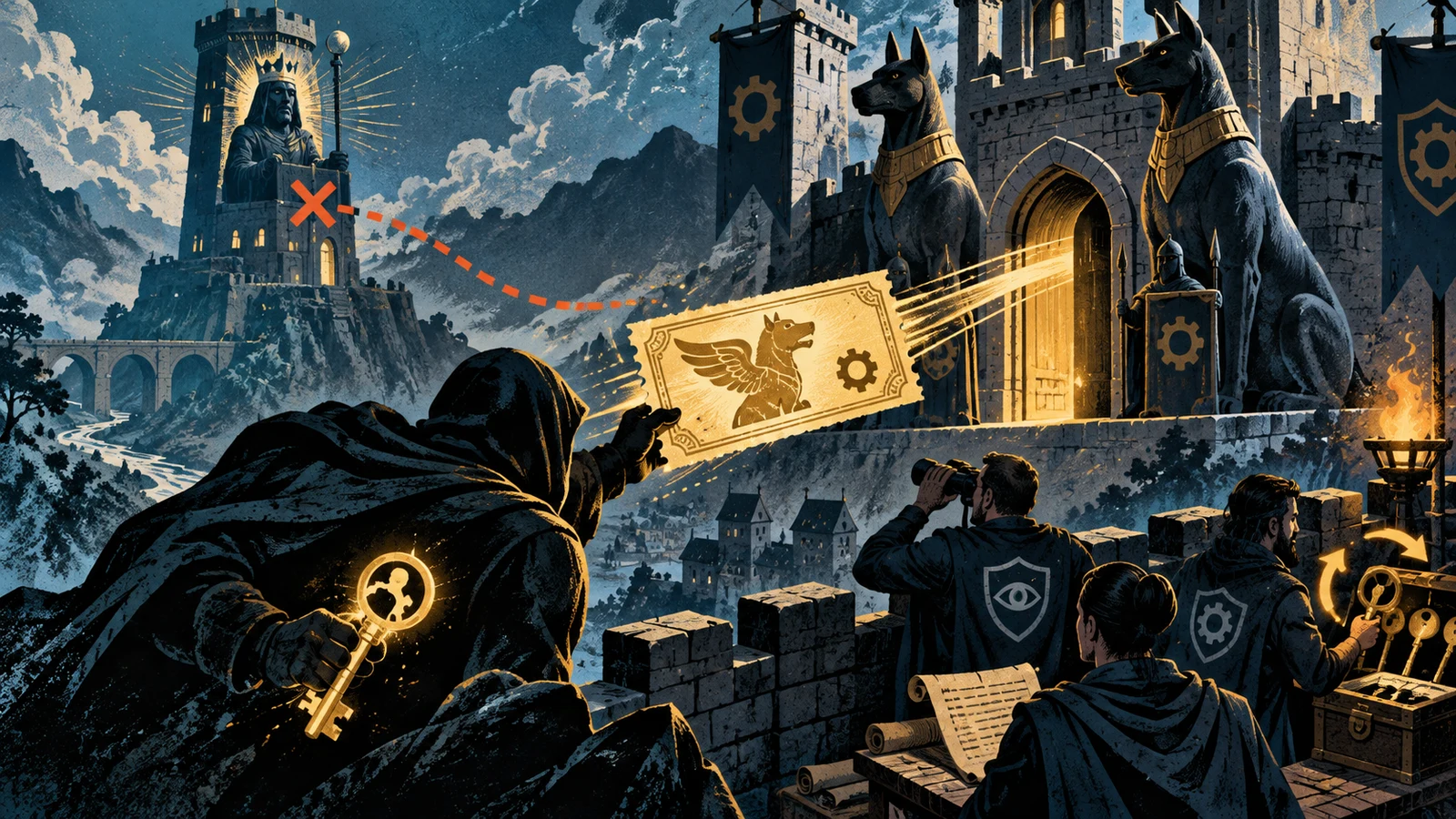 Illustrated cybersecurity scene for Silver Ticket Attack: Forged Kerberos Service Tickets