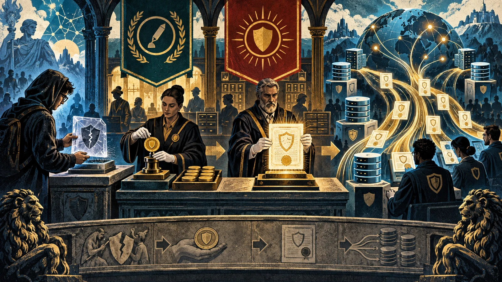 Illustrated cybersecurity scene for The CVE System: How Vulnerabilities Get Their Names