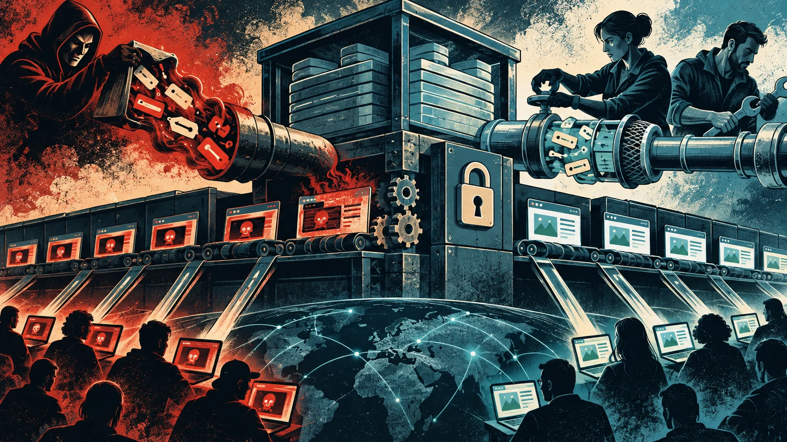Illustrated cybersecurity scene for Web Cache Poisoning: Cache Keys, Unkeyed Inputs & Defense Illustrated cybersecurity scene for Web Cache Poisoning: Cache Keys, Unkeyed Inputs & Defense