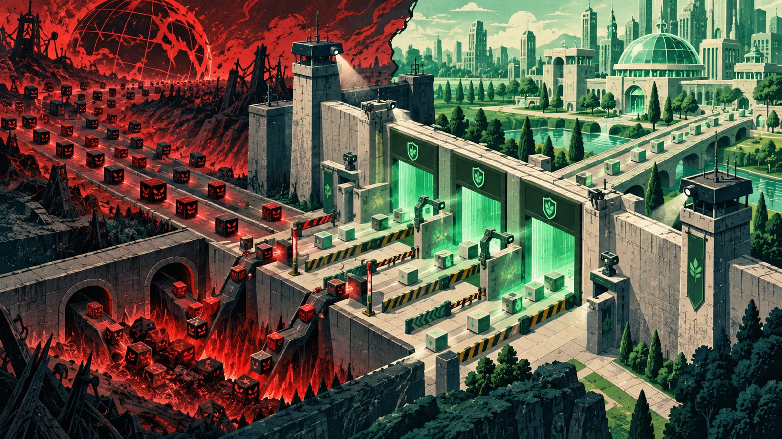Illustrated cybersecurity scene for Firewall and How Does It Protect You
