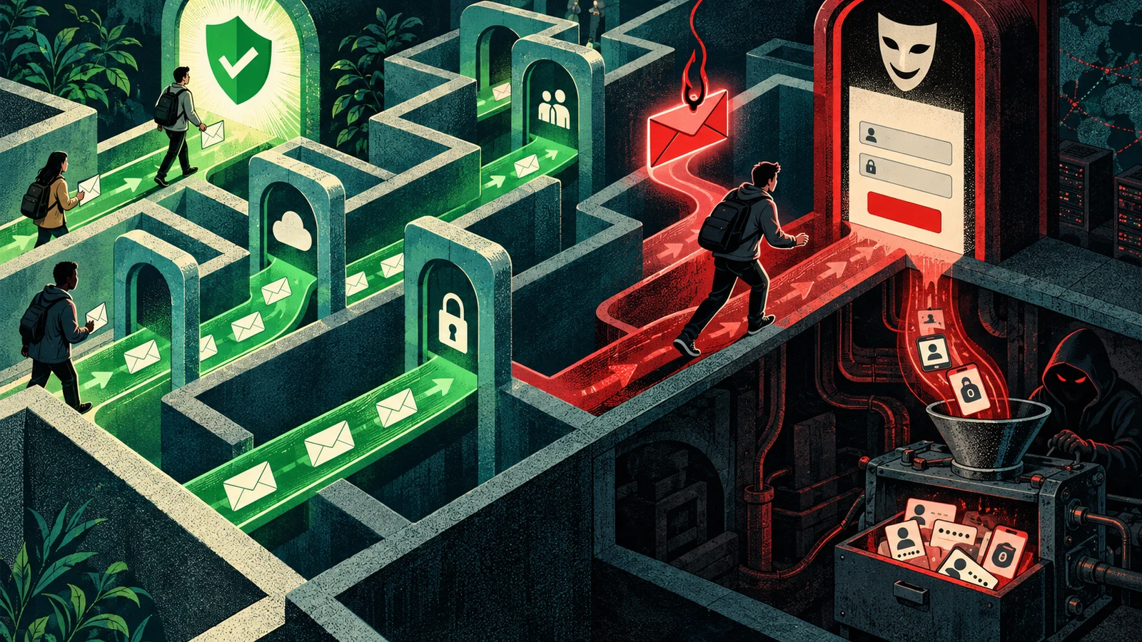 Illustrated cybersecurity scene for Phishing and How to Stop It